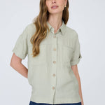 Canyon Comfort Button-Down Top - Sage Tops Blu Pepper