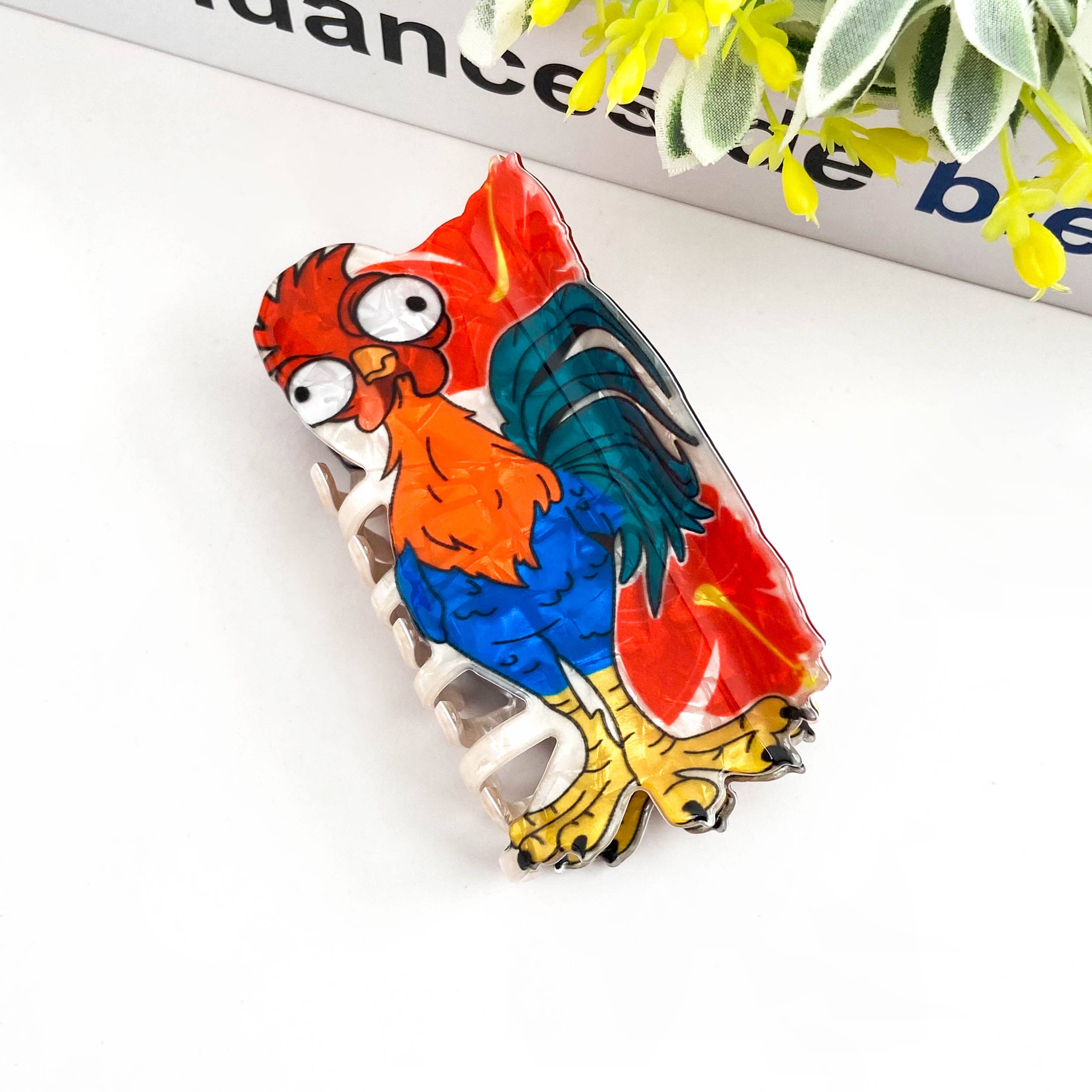 Funny Rooster Claw Clip, Acetate Festive Animal Hair Clip: Rooster Hair Accessories TheDivaSoap