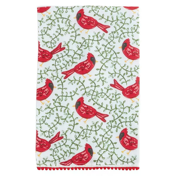 All Over Cardinal Pom Towel Seasonal Mudpie