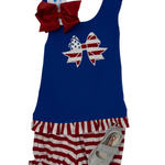 Americana Bow Applique Bloomer Set Girls Bubbles + Rompers Millie Jay