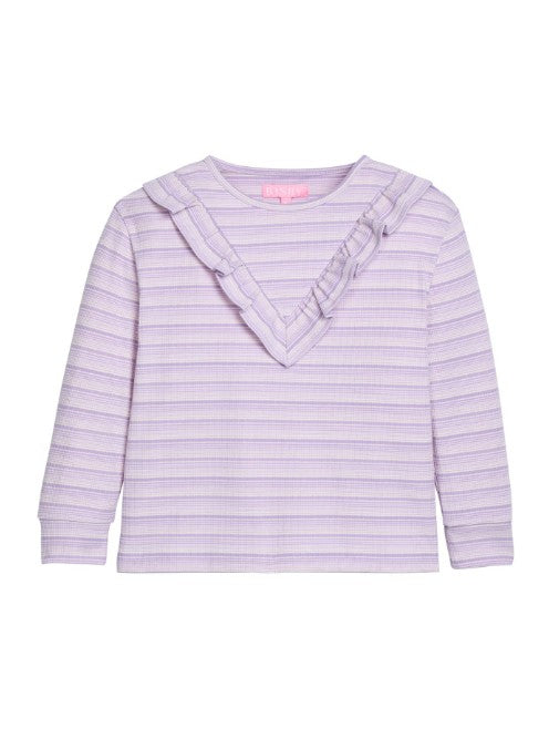 Aspen Tee - Lavender Sparkle Stripe Girls Tops + Tees Bisby