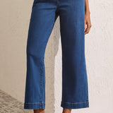Audrey Hugging Wide Crop Denim - Faded Blue Jeans Tribal