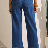 Audrey Hugging Wide Crop Denim - Faded Blue Jeans Tribal