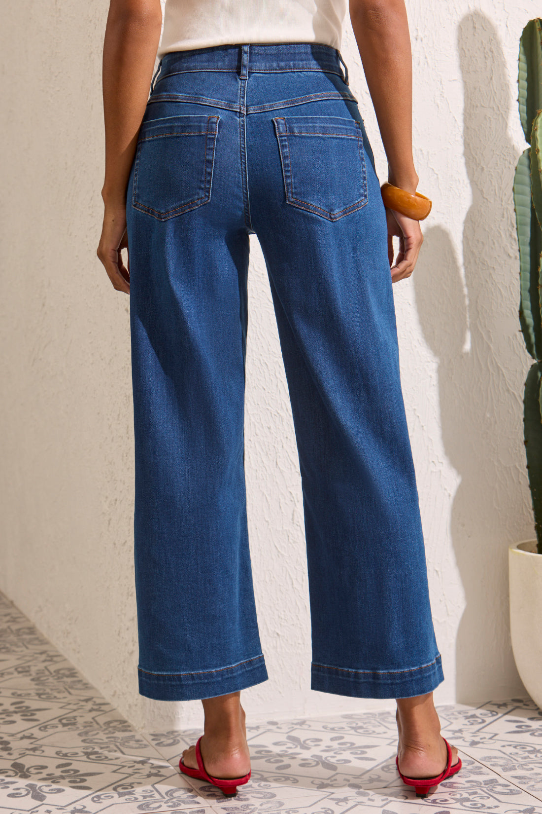 Audrey Hugging Wide Crop Denim - Faded Blue Jeans Tribal