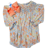 Autumn Breeze Smocked Geo Bubble Girls Bubbles + Rompers Three Sisters