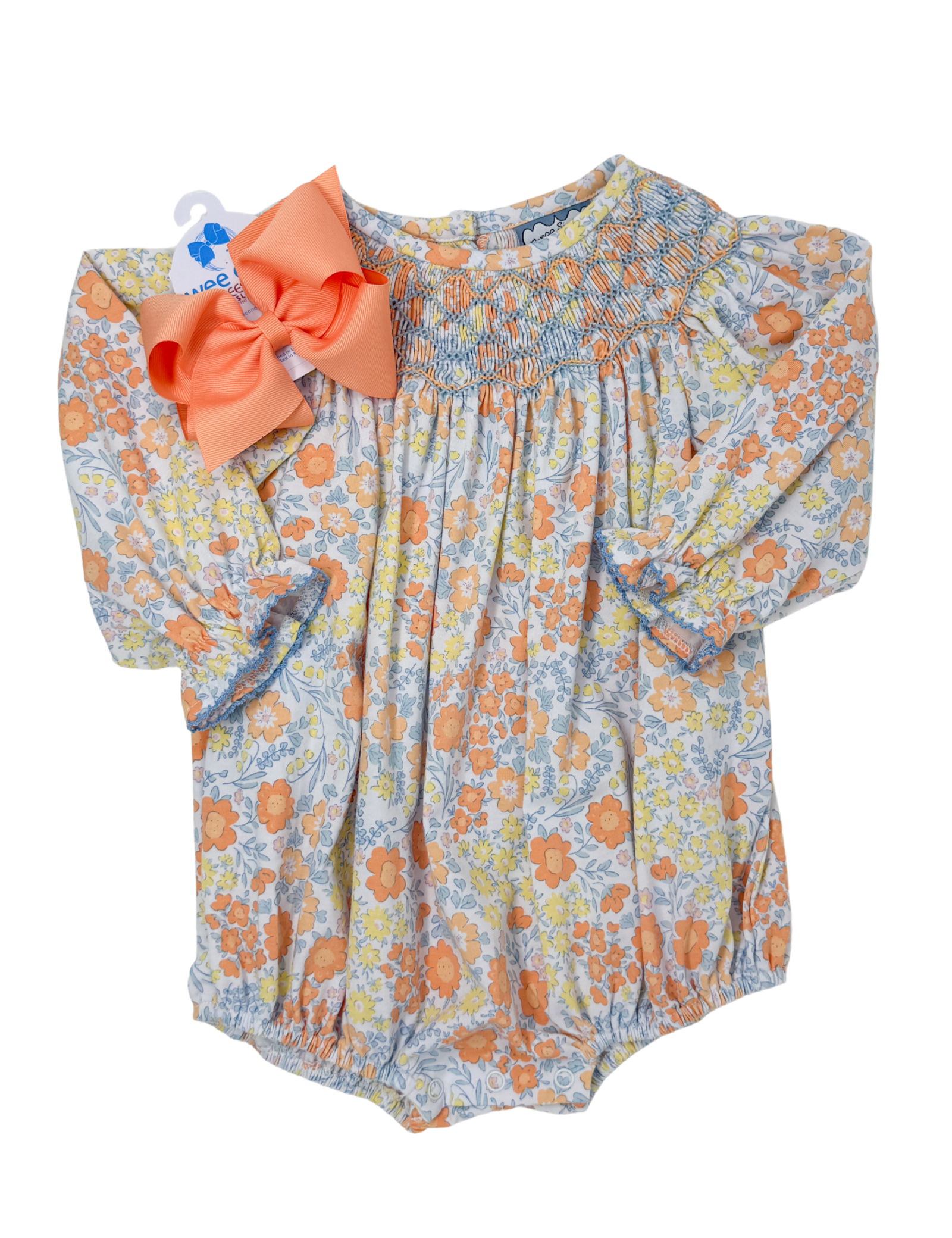 Autumn Breeze Smocked Geo Bubble Girls Bubbles + Rompers Three Sisters
