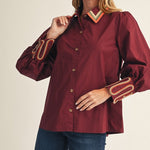 Bordeaux Statement Blouse - Burgundy Tops Jodifl