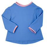 Girls Blue Top - Pink Binding