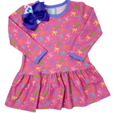 Girls L/S Dress - Bows Print