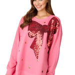Holiday Bow Sparkle Sweatshirt Tops Mudpie