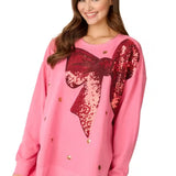 Holiday Bow Sparkle Sweatshirt Tops Mudpie