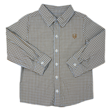Boys Button Down - Blue & Brown