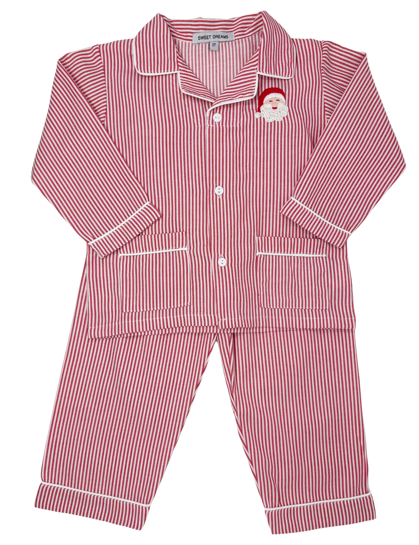 Boys Embroidered Santa Striped Pajamas Kids Pajamas Sweet Dreams