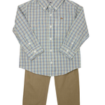 Boys L/S Dress Shirt - Navy/Tan/Lt. Blue Plaid Boys Shirts + Polos Southbound
