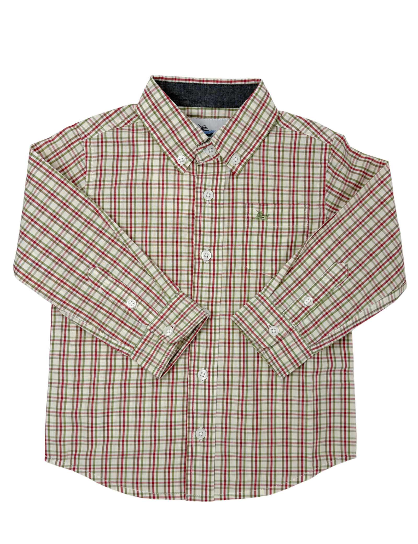 Boys L/S Dress Shirt - Red/Green/Brown Plaid Boys Shirts + Polos Southbound