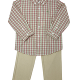 Boys L/S Dress Shirt - Red/Green/Brown Plaid Boys Shirts + Polos Southbound