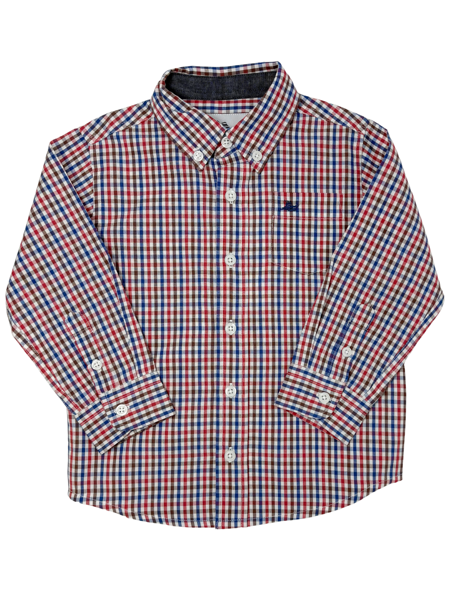 Boys L/S Dress Shirt - Red/Navy Plaid Boys Shirts + Polos Southbound