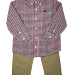 Boys L/S Dress Shirt - Red/Navy Plaid Boys Shirts + Polos Southbound