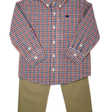 Boys L/S Dress Shirt - Red/Navy Plaid Boys Shirts + Polos Southbound
