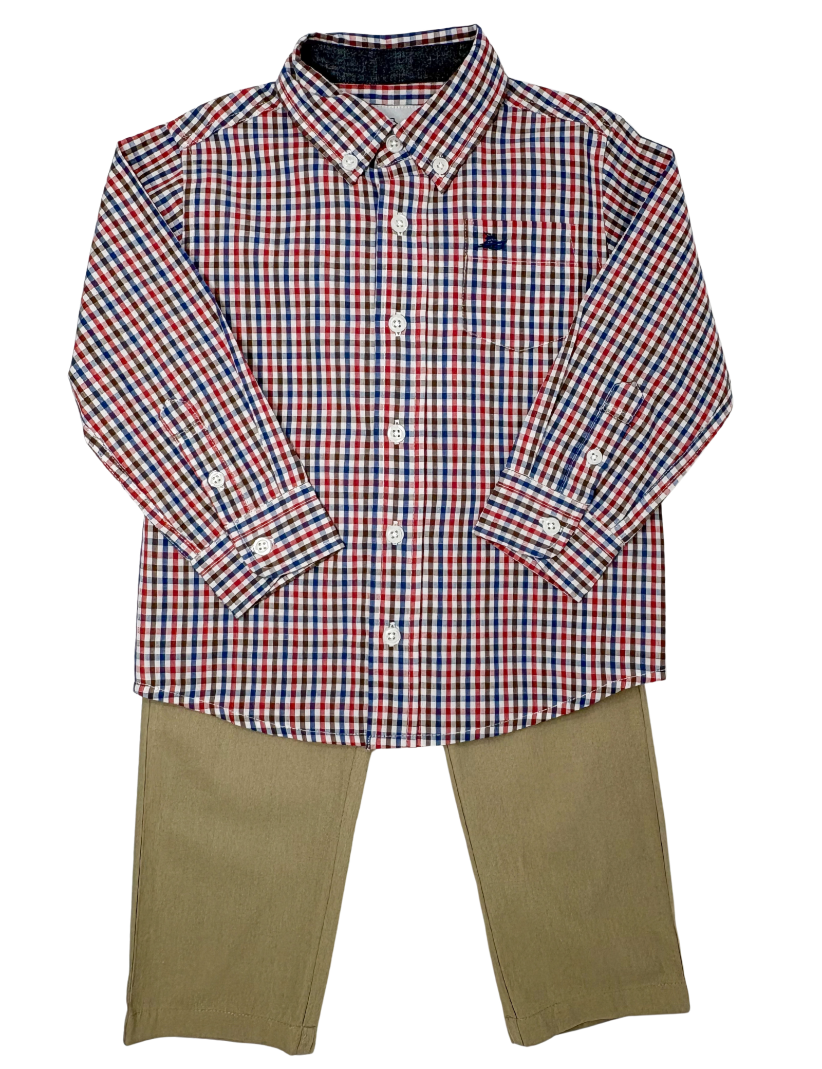 Boys L/S Dress Shirt - Red/Navy Plaid Boys Shirts + Polos Southbound