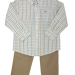 Boys L/S Dress Shirt - Tan/Lt. Blue/Green Plaid Boys Shirts + Polos Southbound