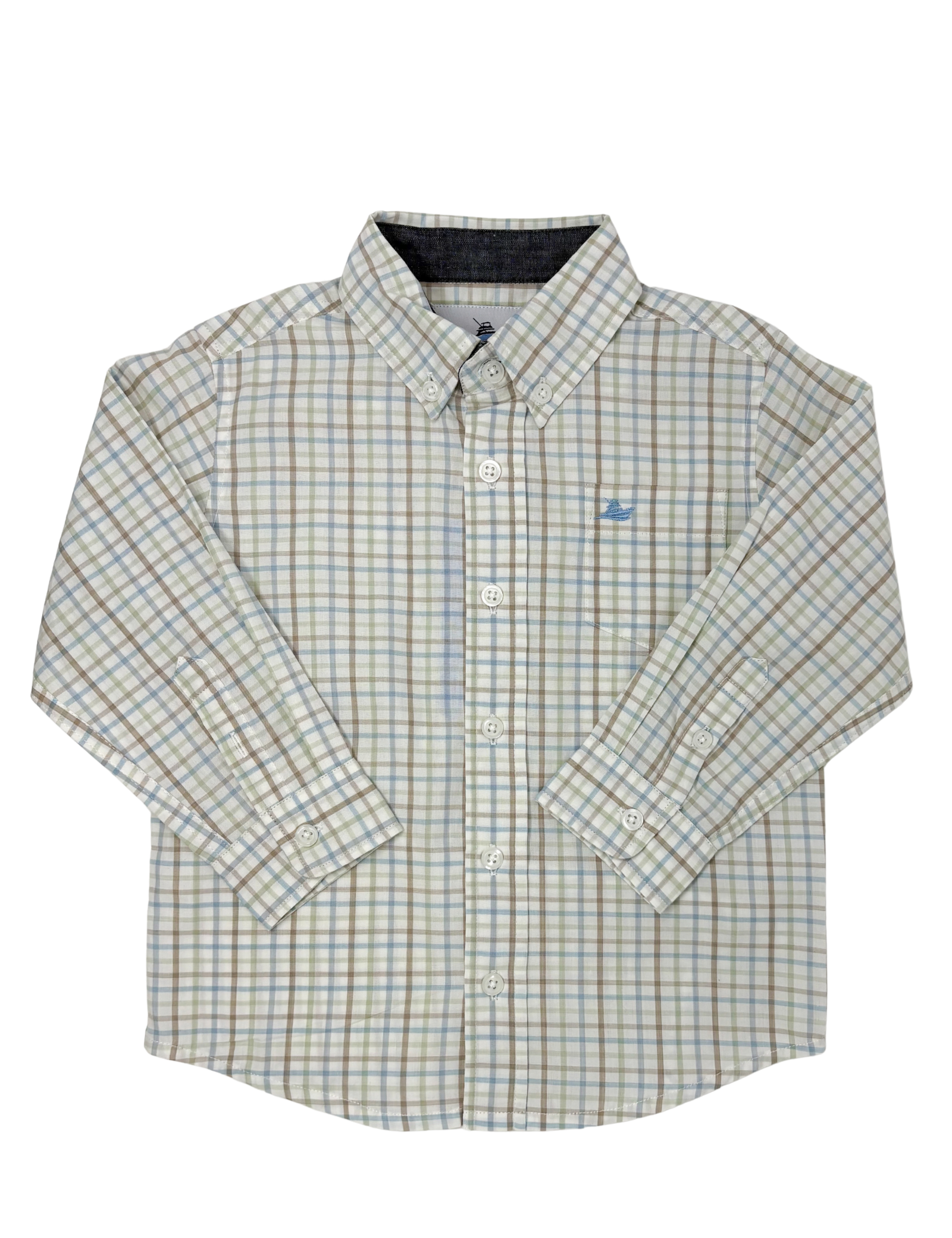 Boys L/S Dress Shirt - Tan/Lt. Blue/Green Plaid Boys Shirts + Polos Southbound