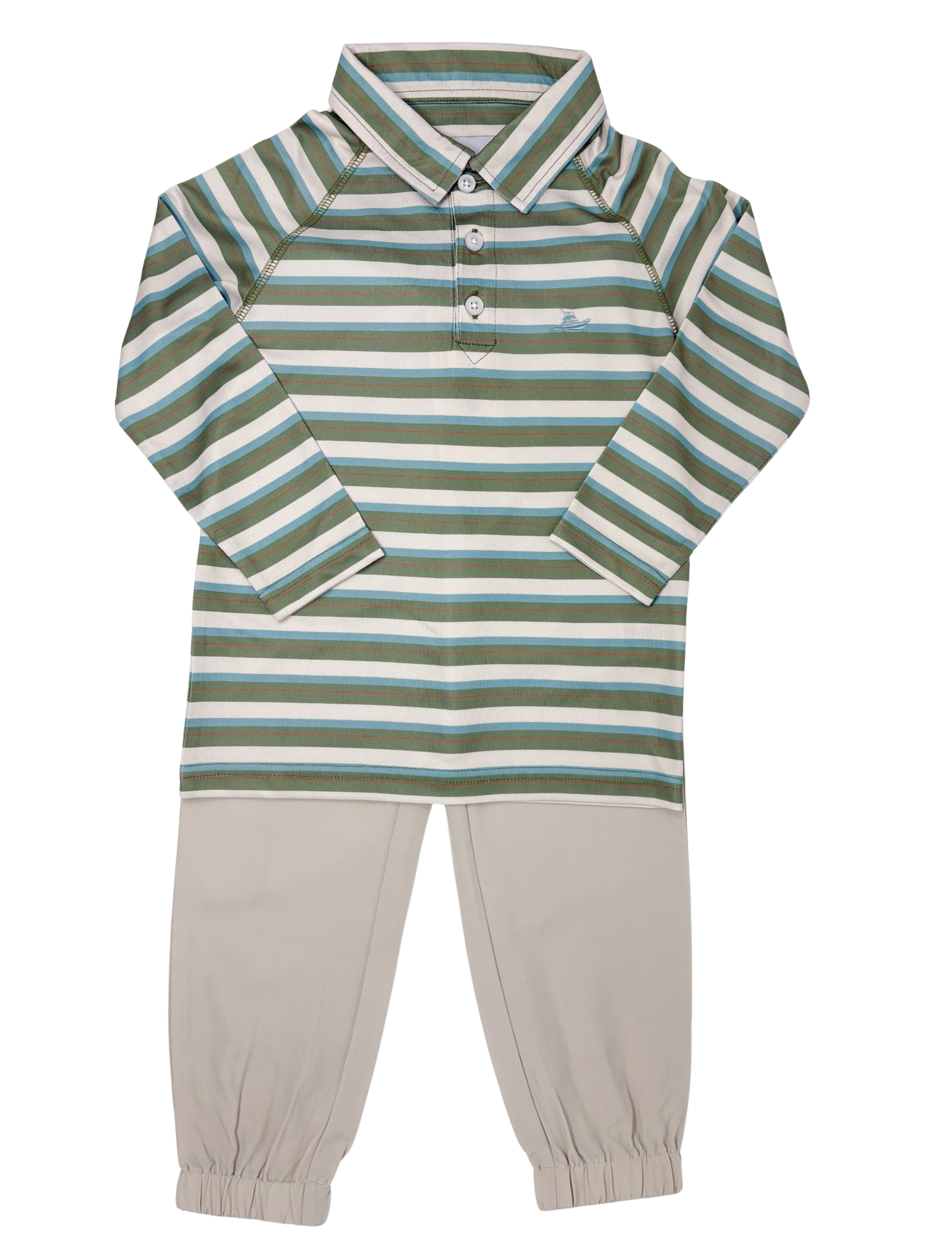 Boys L/S Polo - Cedar/Green/Pineapple Boys Shirts + Polos Southbound