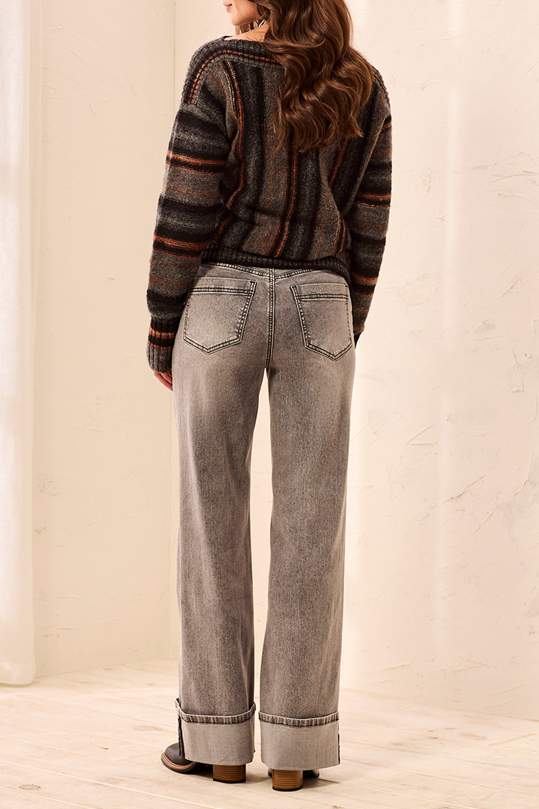 Brooke Palazzo Denim w/ Cuffs - Basalt Jeans Tribal