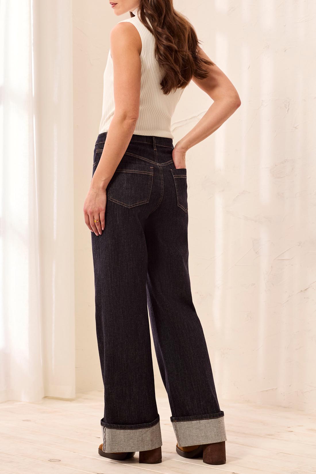 Brooke Palazzo Denim w/ Cuffs - Rinse Jeans Tribal