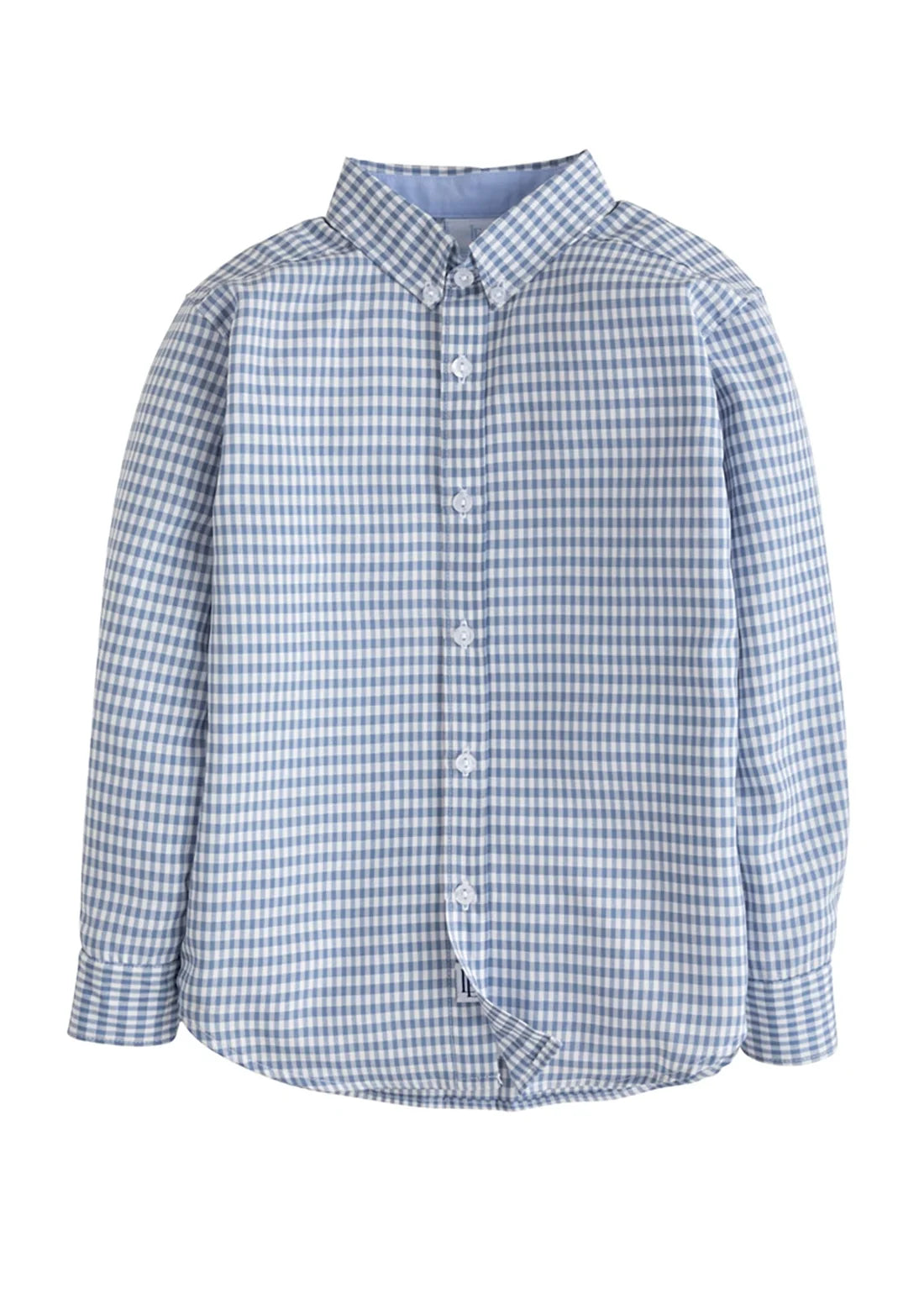 Button Down Shirt - Gray Blue Gingham Boys Shirts + Polos Little English