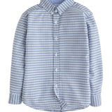 Button Down Shirt - Gray Blue Gingham Boys Shirts + Polos Little English
