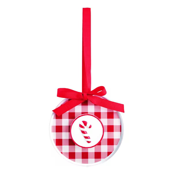 Candy Cane Acrylic Disc Ornament Seasonal Mudpie