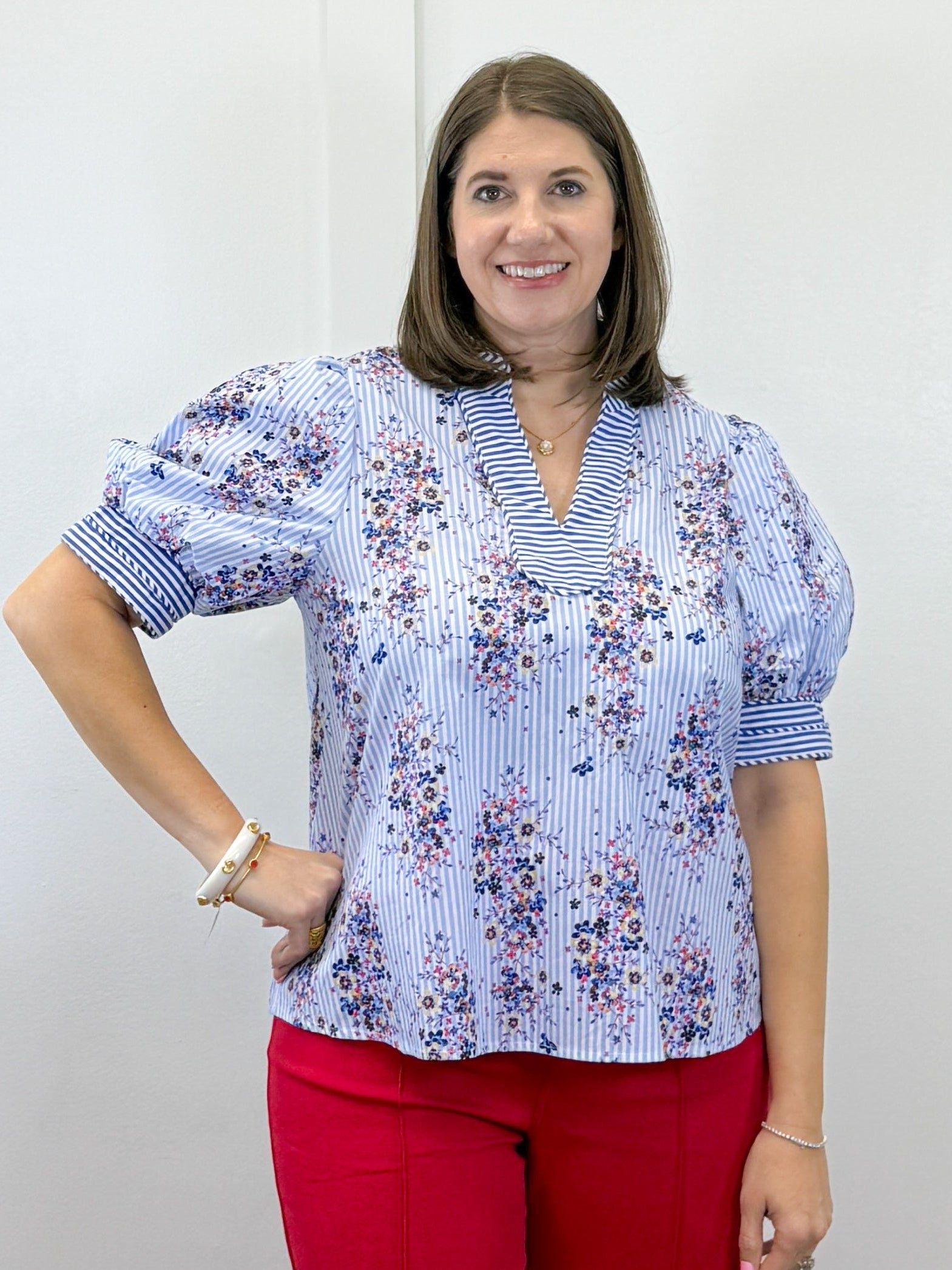 Cape Cod Bouquet Top - Blue