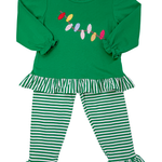 Christmas Lights Ruffle Pant Set Girls Sets Three Sisters