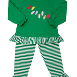 Christmas Lights Ruffle Pant Set Girls Sets Three Sisters