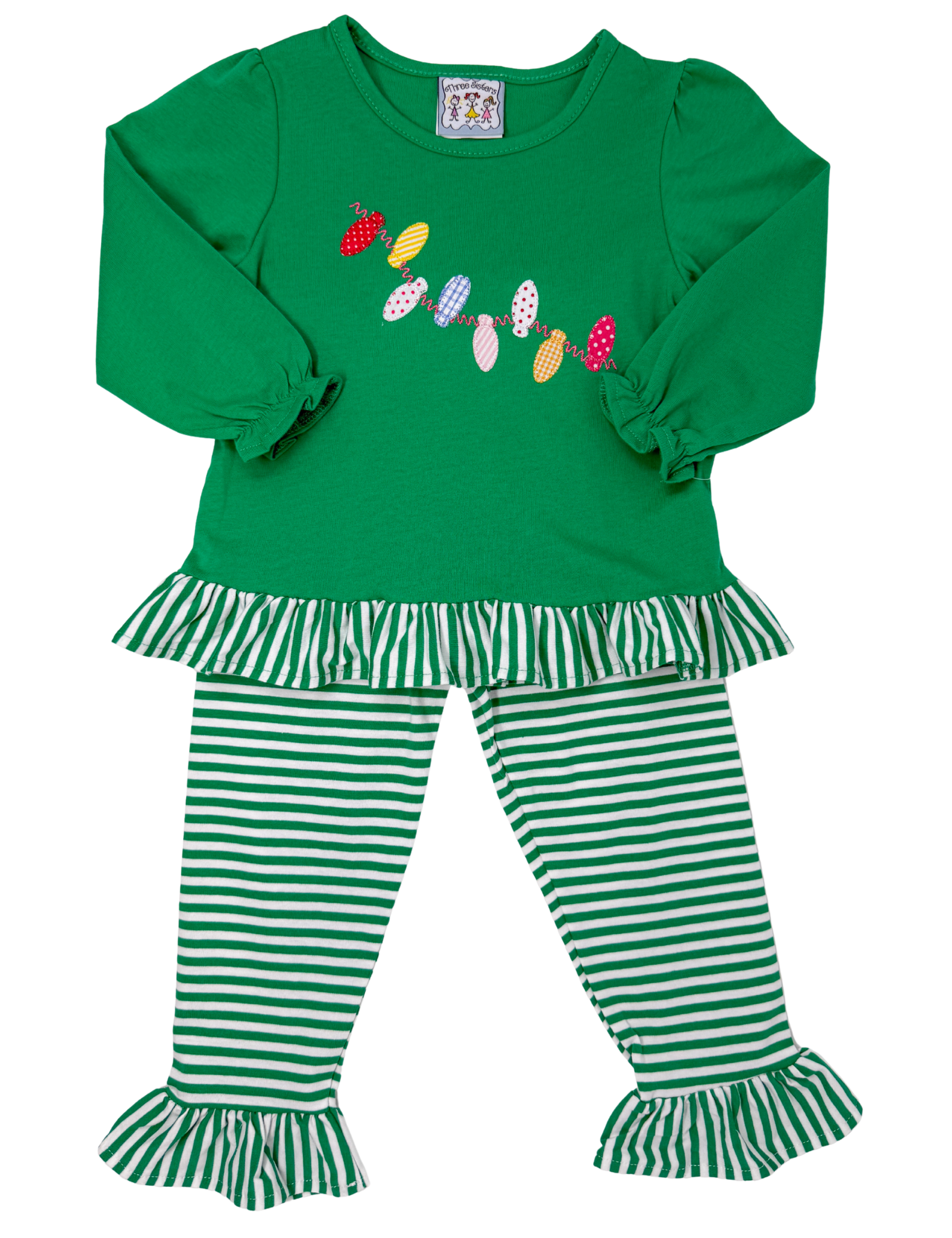 Christmas Lights Ruffle Pant Set Girls Sets Three Sisters
