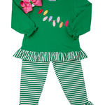 Christmas Lights Ruffle Pant Set Girls Sets Three Sisters