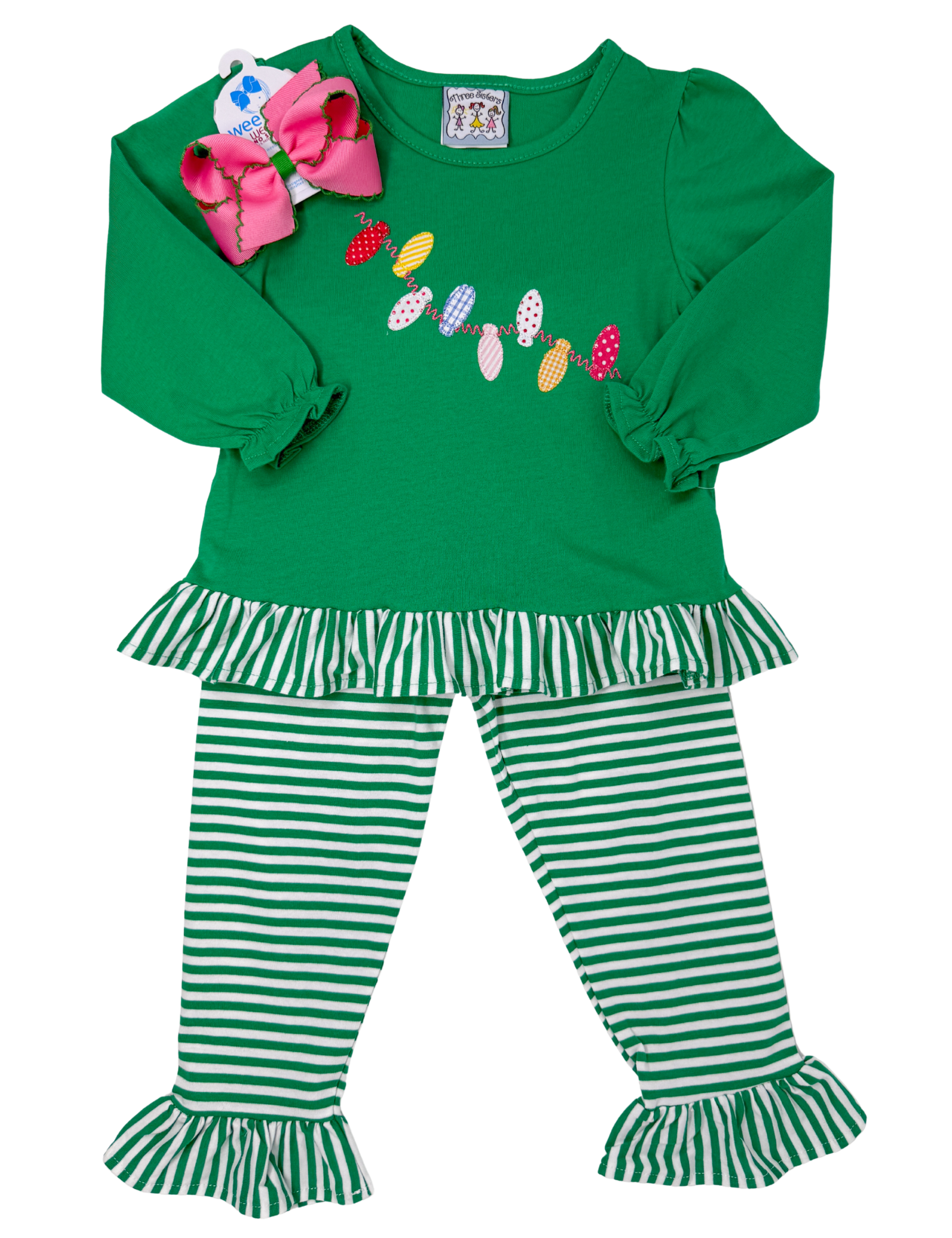 Christmas Lights Ruffle Pant Set Girls Sets Three Sisters