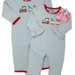 Boys Christmas Train Romper Boys Bubbles + Rompers Three Sisters