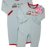 Girls Christmas Train Romper Girls Bubbles + Rompers Three Sisters