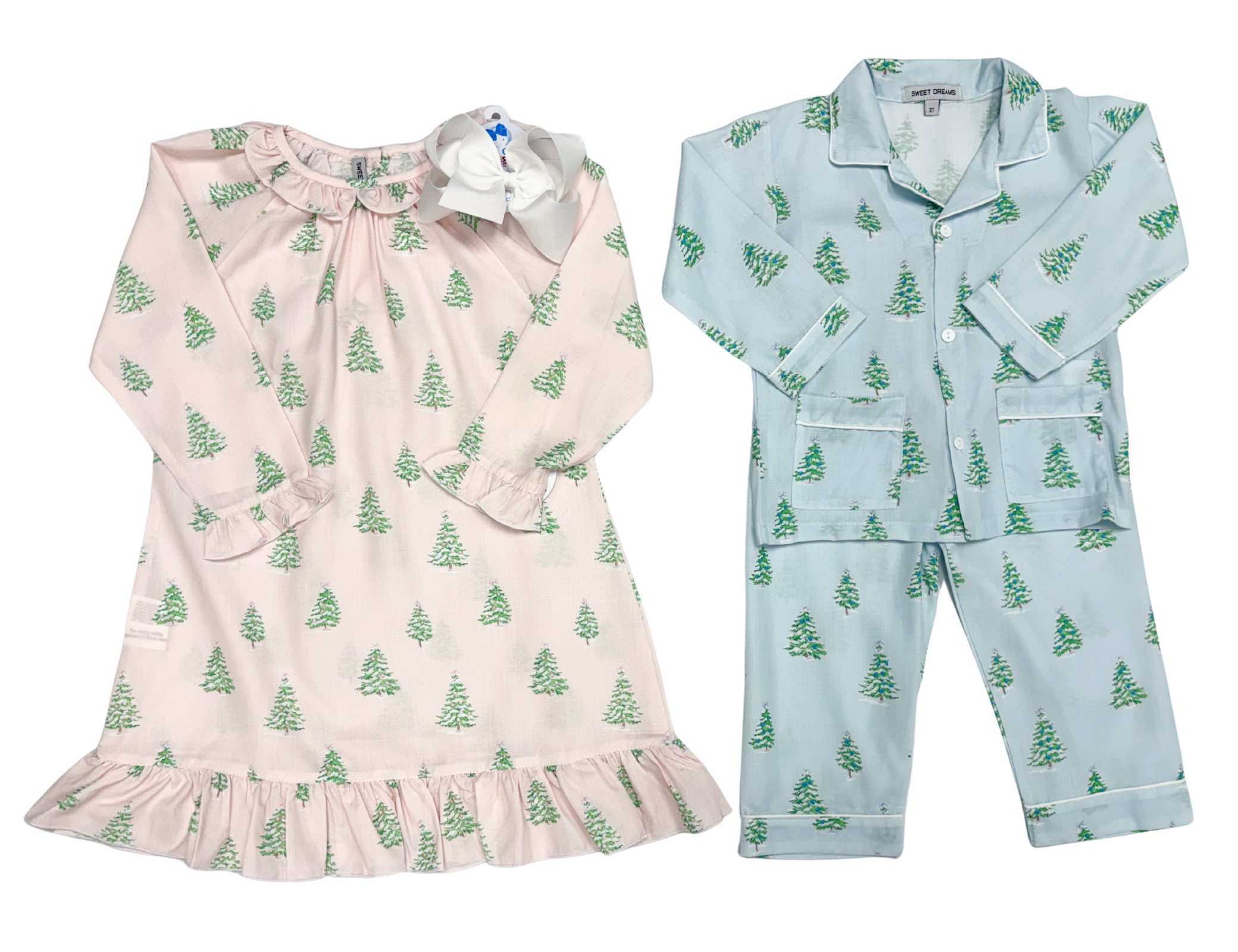 Christmas Tree Print Gown Kids Pajamas Sweet Dreams