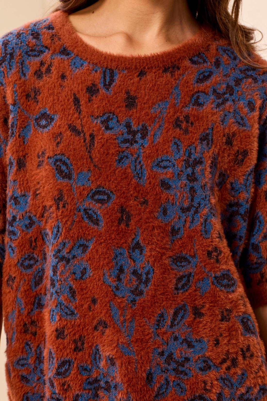 Elbow Sleeve Crew Neck Sweater - Maple Sweaters Tribal