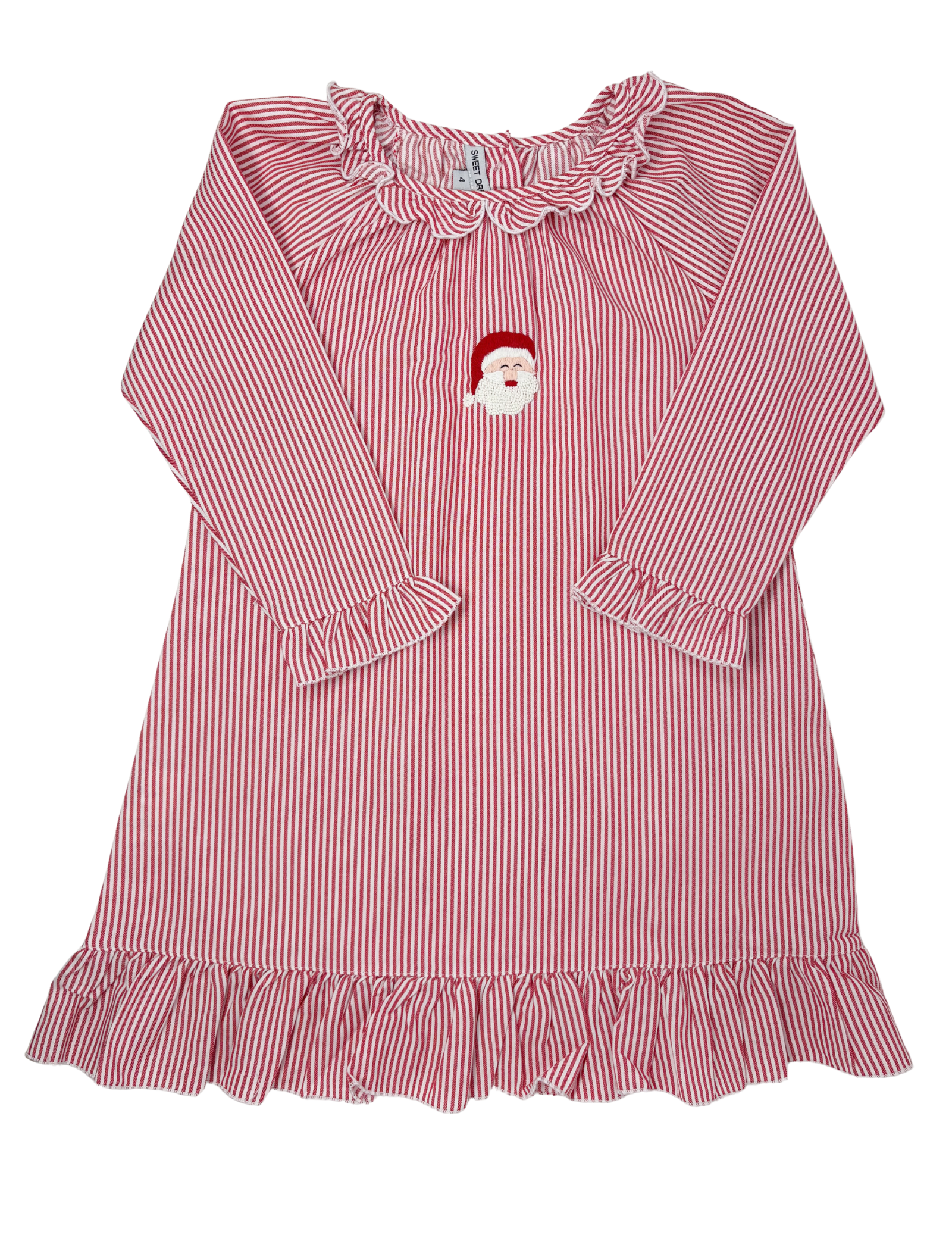 Embroidered Santa Striped Gown Kids Pajamas Sweet Dreams