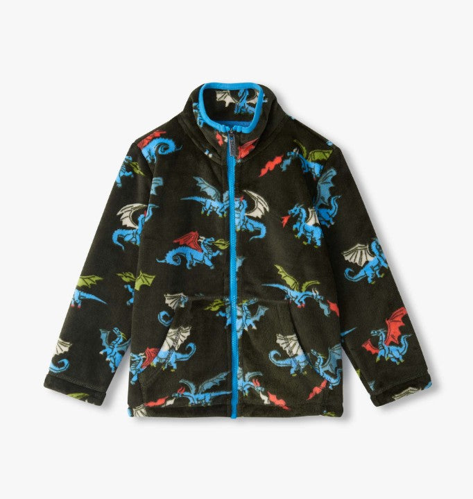 Fire Breathing Dragon Fuzzy Fleece Zip Up Boys Outerwear Hatley