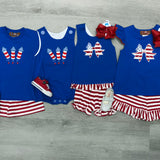 Americana Bow Applique Bloomer Set Girls Bubbles + Rompers Millie Jay