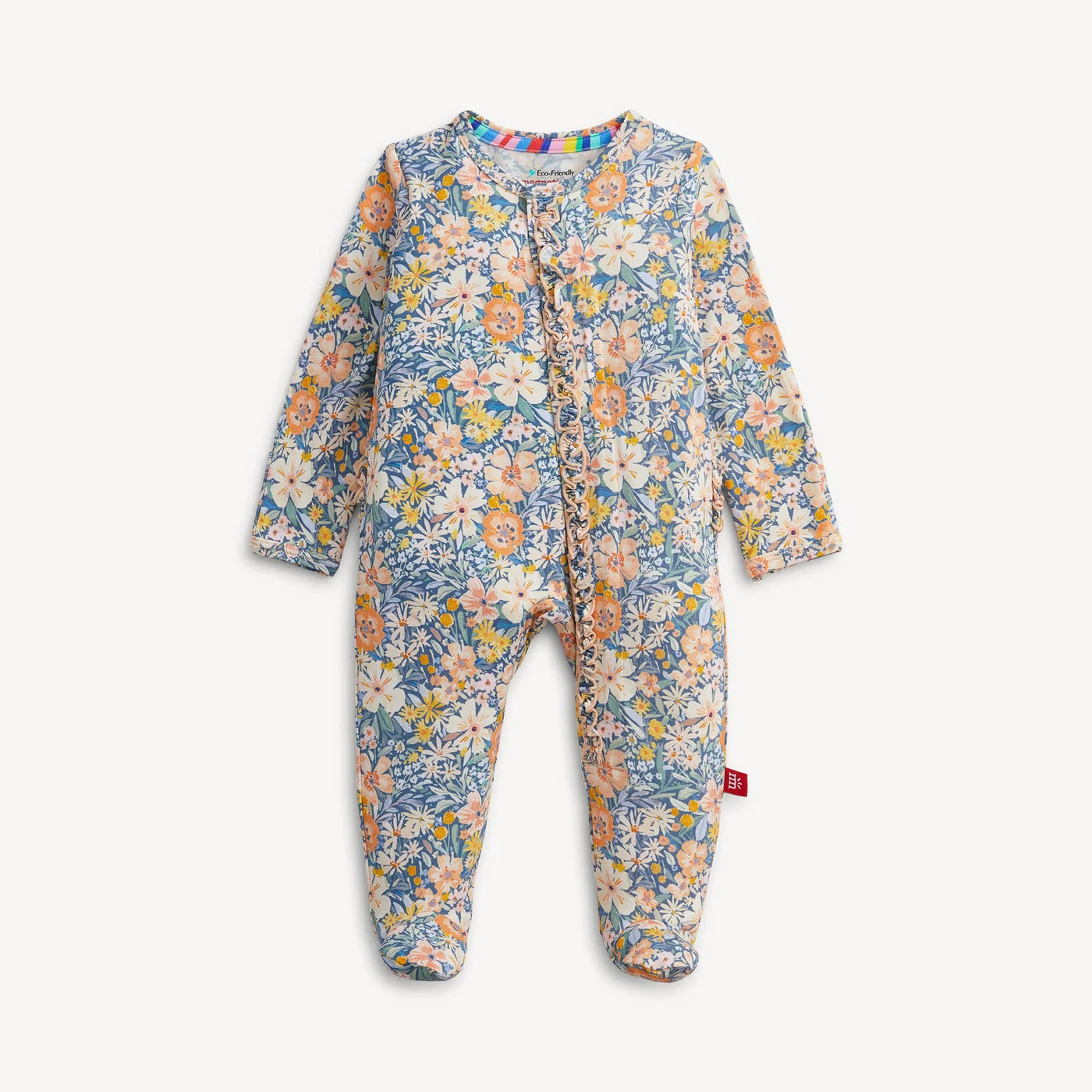 Flora Modal Ruffle Footie Baby Sleepwear Magnetic Me