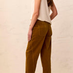 Corduroy Barrel Leg Ankle Pants - Dull Gold Jeans Tribal