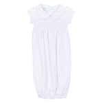 Forever Blessed Smocked Collared Gown - White Baby Sleepwear Magnolia Baby