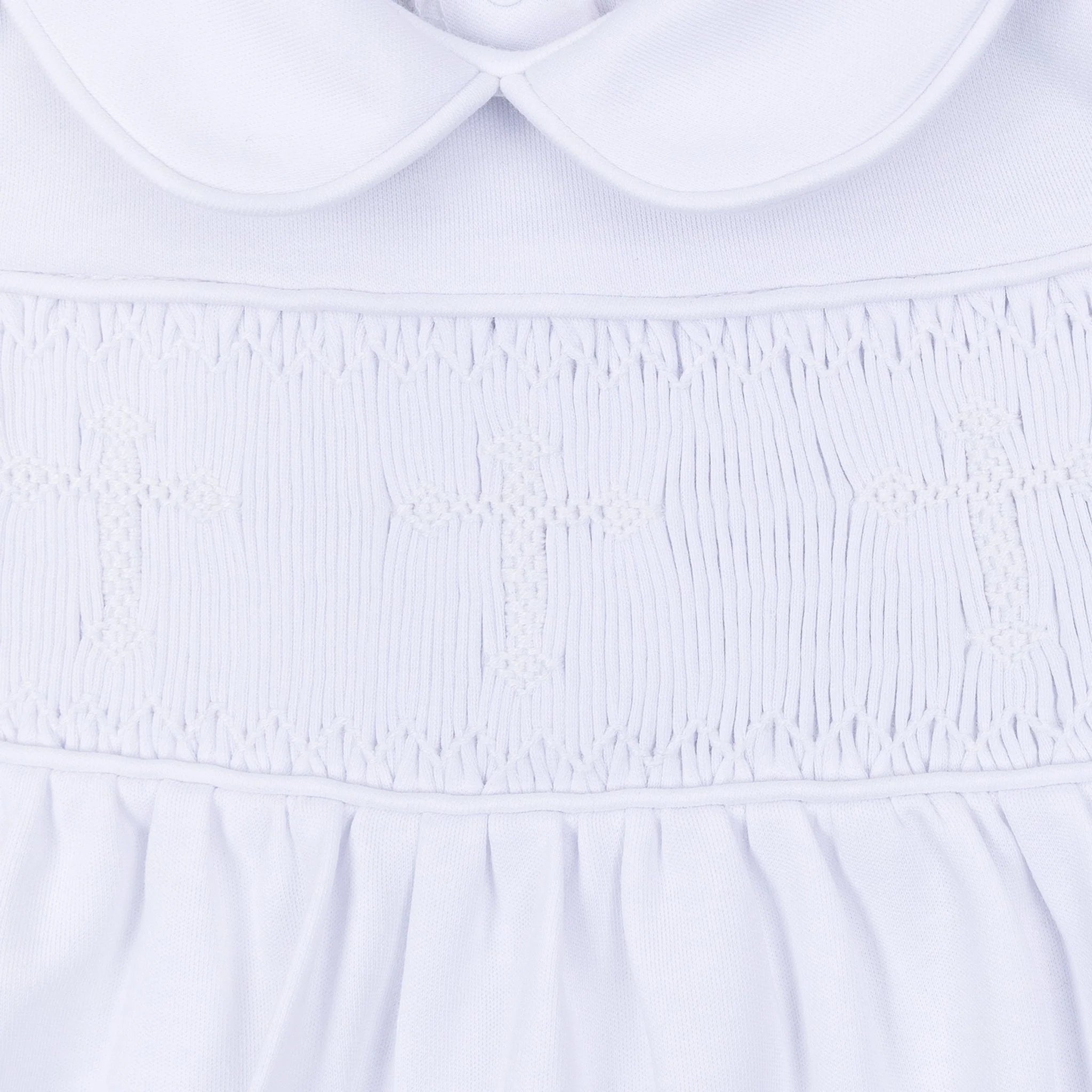 Forever Blessed Smocked Collared Gown - White Baby Sleepwear Magnolia Baby