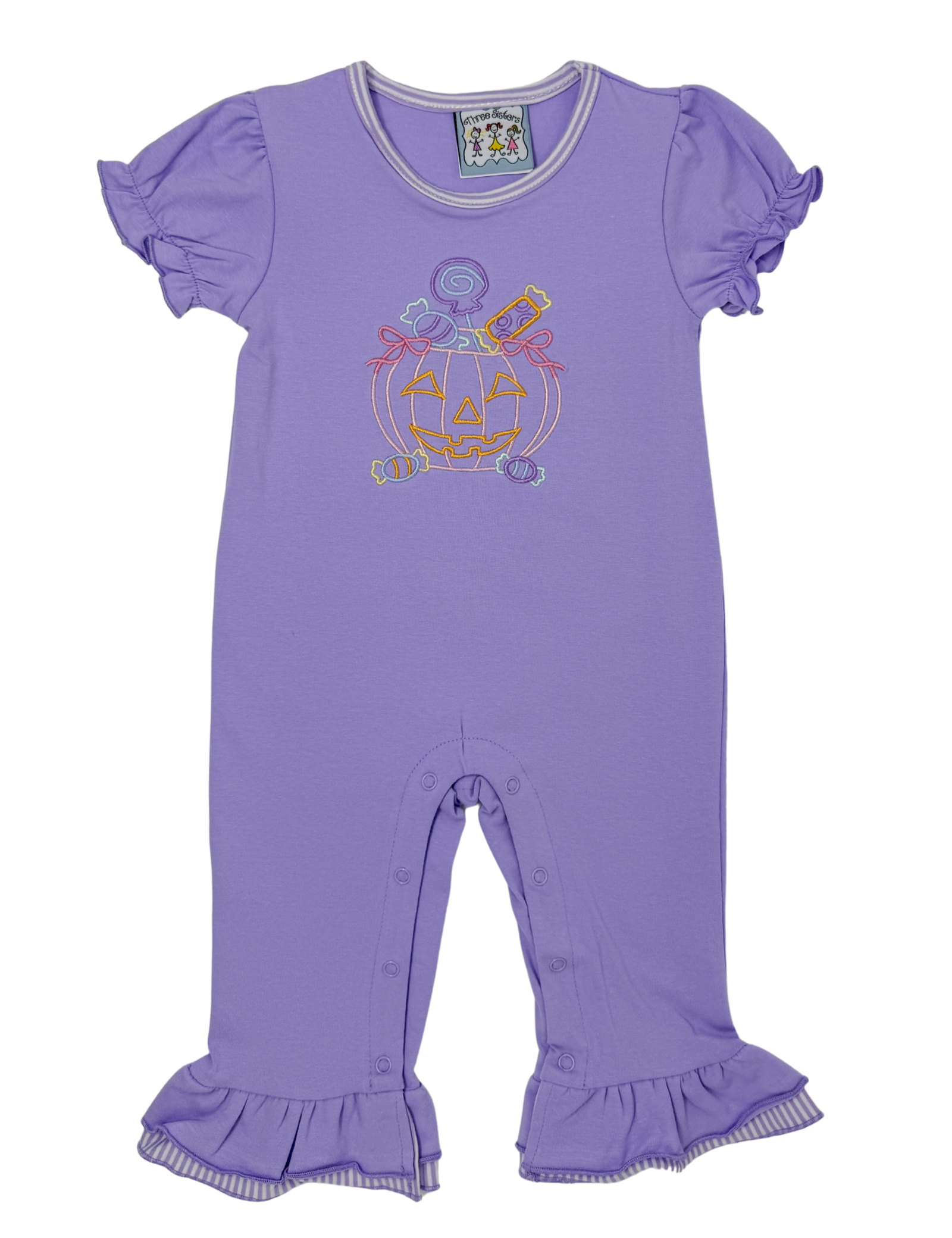 Girls Trick or Treat Romper Girls Bubbles + Rompers Three Sisters